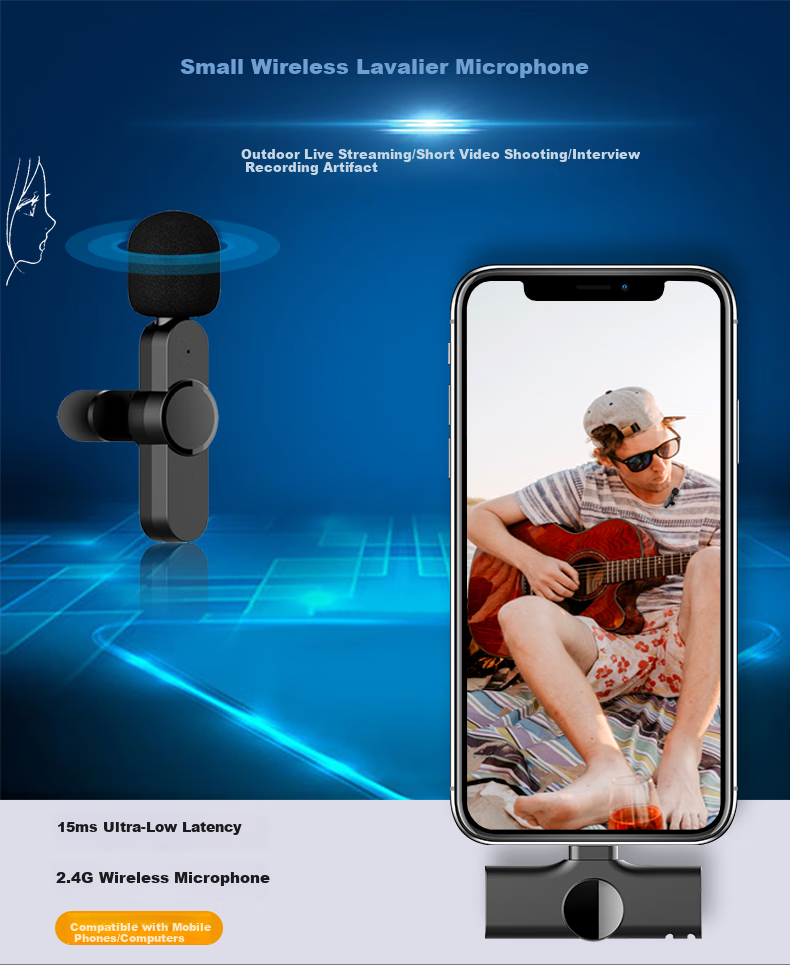 EARISE Wireless Lavalier Microphone for Mobile Live Streaming, Outdoor Interviews, Short Video Recording, Vlog Audio Recording, Android Type-C Interface Microphone 1
