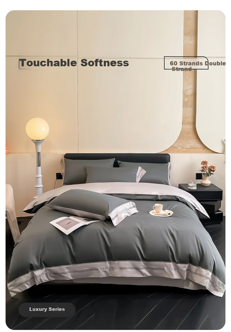 Huangchaojiasi 60s Four-Piece Set, Luxury Long-Staple Xinjiang Cotton, 100% Pure Cotton Duvet Cover And Bed Sheet, for 1.8/1.5 Meter Bed 2