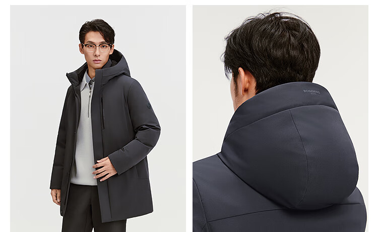BOSIDENG 25-Year Winter Men's Thickened Hooded Loose Mid-Length Business Versatile Mall-Style Down Jacket 5