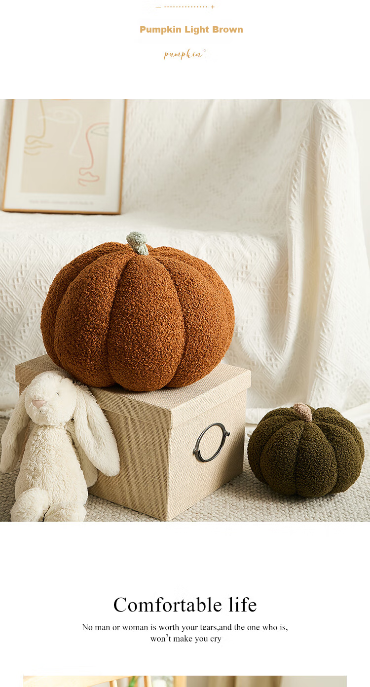 Pierre Cardin Nordic Instagram-Style Cute Pumpkin Plush Pillow Creative Living Room Sofa Cushion Bedside Decoration - Yellow 7