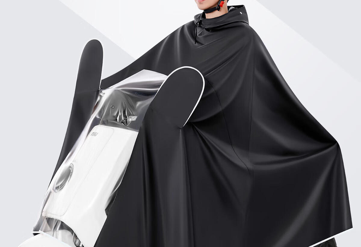 BWNK Electric Bike Raincoat Single Rider Adult Portable One-Piece Rain Poncho Black 2