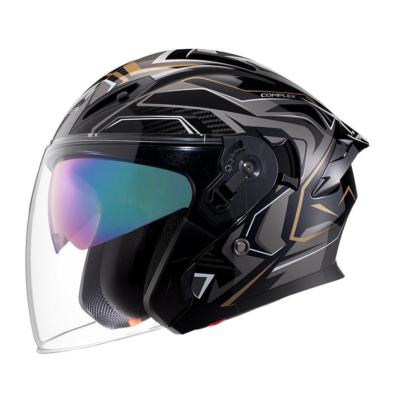 FOREVER 3C Certified Electric Vehicle Helmet, Summer Sun Protection Breathable Unisex Motorcycle Warm All-Season Personalized High-End Safety Helmet, New National Standard 3/4 Helmet 866 Golden Armor