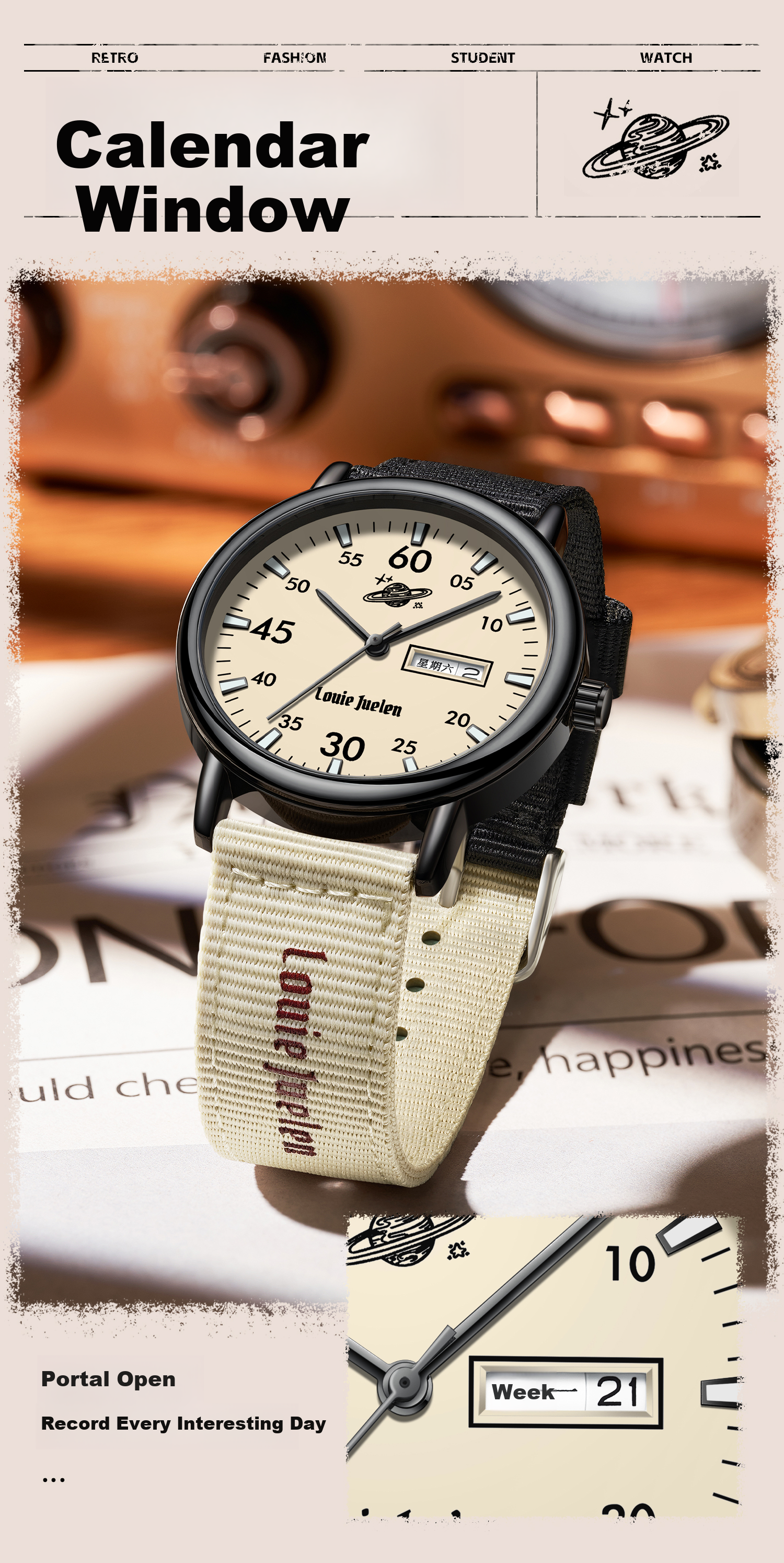 GEORGCOUNT Watch, 2025 New Model, for Female Middle And High School Students, Exam-Specific, Silent Quartz Watch, Waterproof, Youth-Friendly, Stylish Desig 5