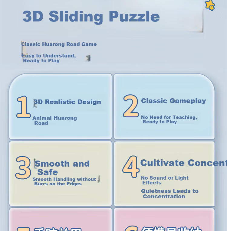 MKBIBI Huarongdao Puzzle, Educational Toy for Children, Cartoon 3D Logic Space Game for Elementary School Students, Birthday Gift 3