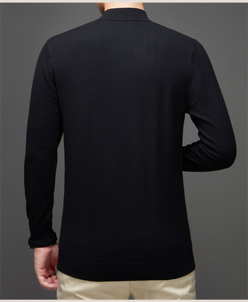 Hengyuanxiang Pure Wool Men's Autumn Winter Thin Half Turtleneck Knit Sweater Top Dark Red 175 23