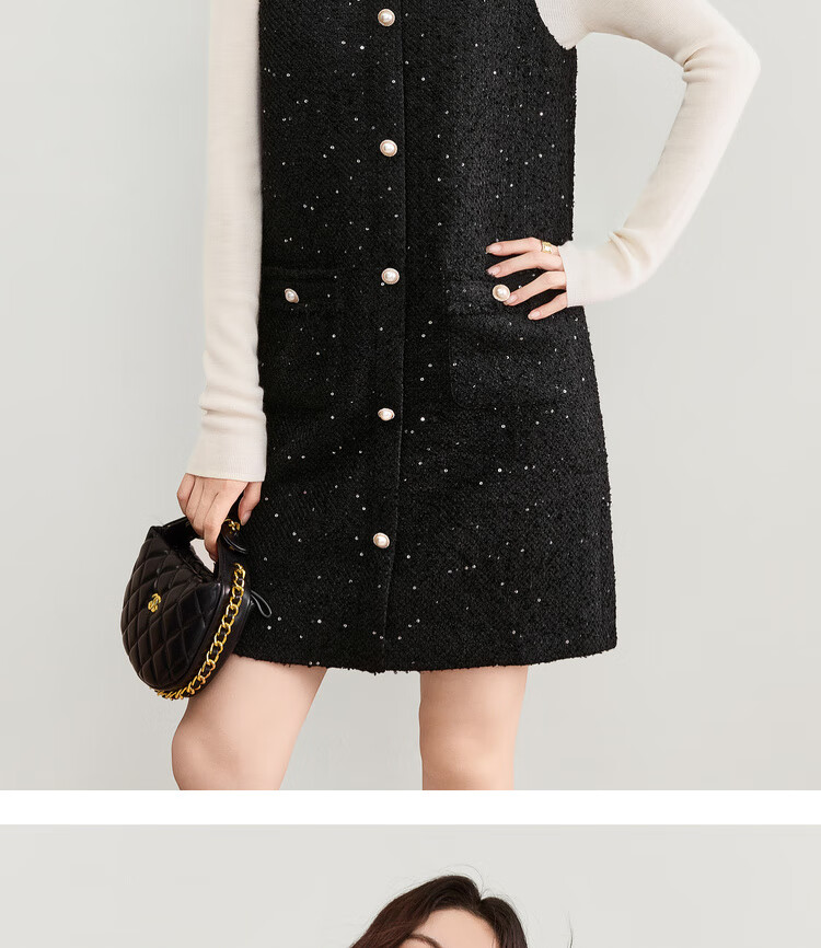 Shangdu Bila New Year Red Little Chanel Style V-Neck Sleeveless Dress Women Spring Autumn Straight Mid-Length Elegant Dress 3