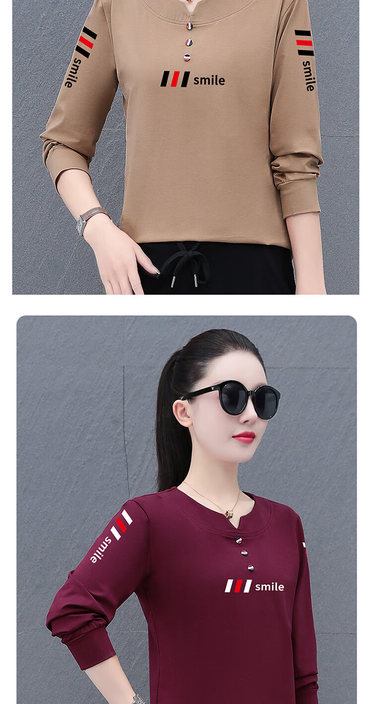Woodpecker Pure Cotton Regular Shoulder Long Sleeve T-Shirt Women Autumn New Casual Plus Size Slim Fit Base Shirt Top Black 3XL 13