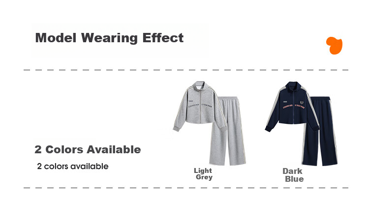 QQ DUCK Children's Clothing Set, Girls' Jacket And Pants, Korean Style Student Sportswear, Casual Light Gray; Size 140 7