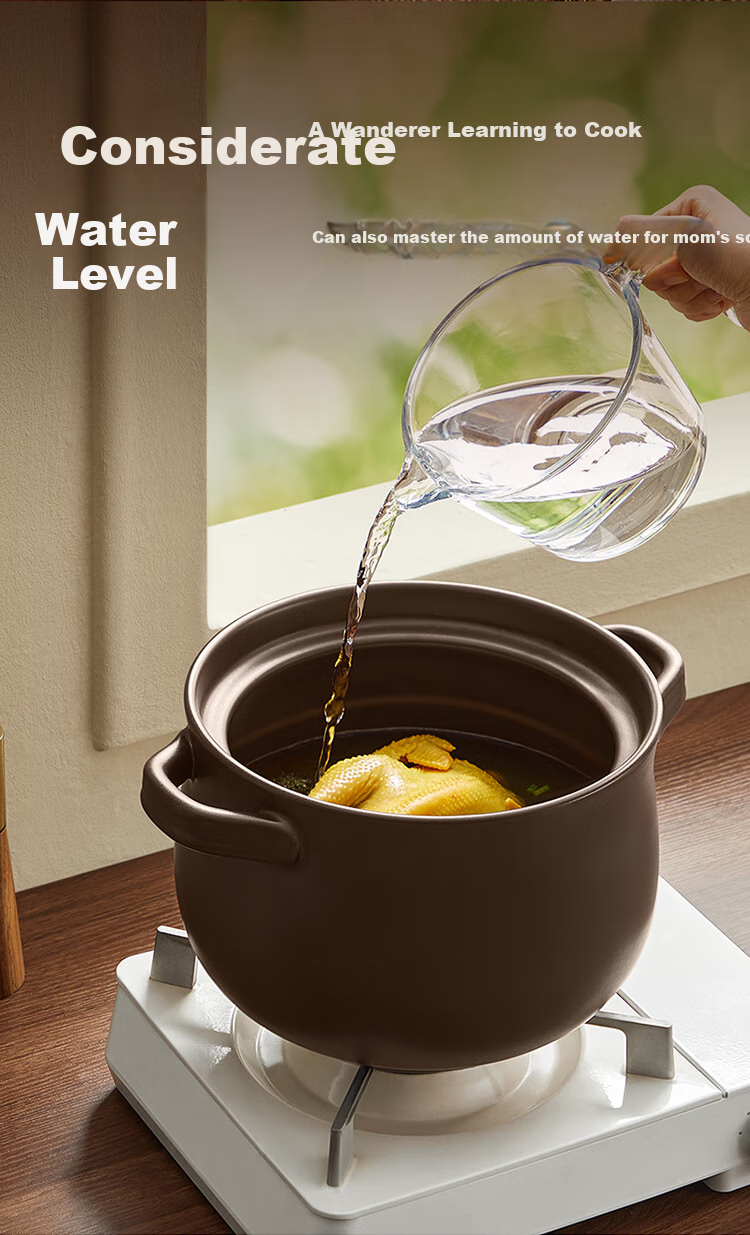 COOKER KING Ceramic Pot 4.5L Casserole for Soup, Medicinal Decoction, Porridge, Rice, Stew Pot Health Soup Pot Large Belly Pot for Open Flame Use 9