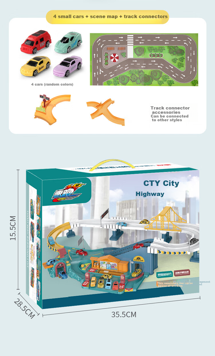 AoZhiJia Children's Toy, Track Car Set for Boys Aged 3-6, Adventure Racing Game, Parking Lot, Birthday Gift 16