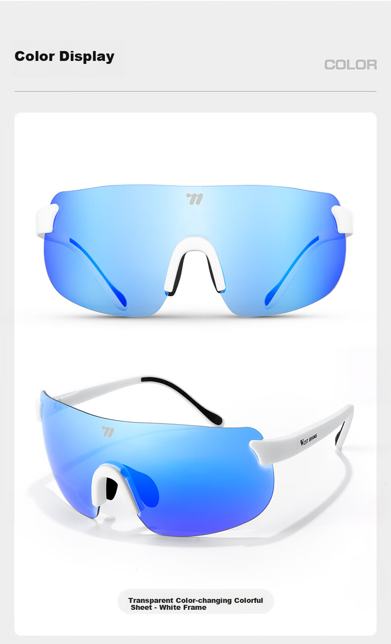 WestBiking Windproof And UV-Resistant Lightweight Cycling Glasses, Transparent Photochromic - Black Frame 10