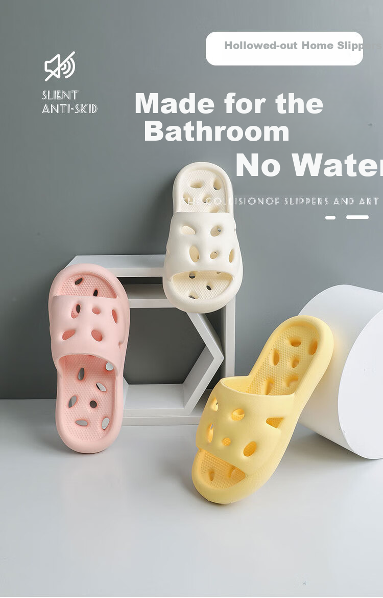 XGGC Hollow Bathroom Slippers for Men, Summer Home Shower Non-Slip Water-Draining Quick-Drying Sandals for Men, White, Size 36-37 1