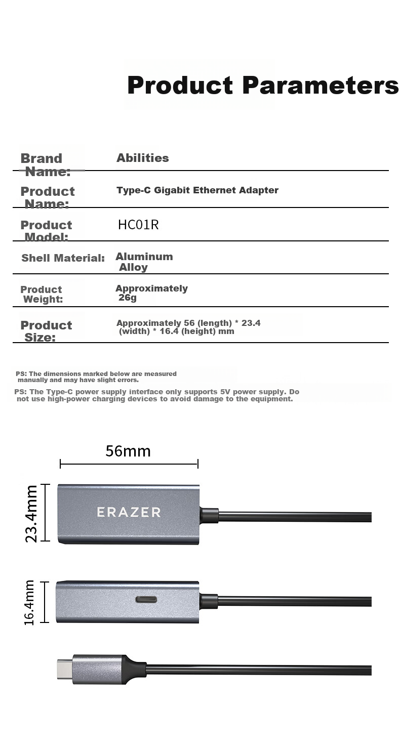 Lenovo Invests in Brand Yinengzhe Type-C to Gigabit Ethernet Port, USB-C to RJ45 Gigabit Wired Network Card Adapter, Laptop Converter Splitter 9