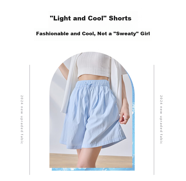 LangSha Ice Silk Shorts for Women, Summer Loose-Fitting Textured Casual Shorts, High-Waisted Wide-Leg Knee-Length Shorts 4