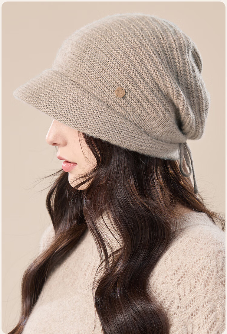 JIUMU Women's Thickened Warm Sheep Wool Knit Beanie Hat Autumn Winter Cold Weather Slouchy Hat 9