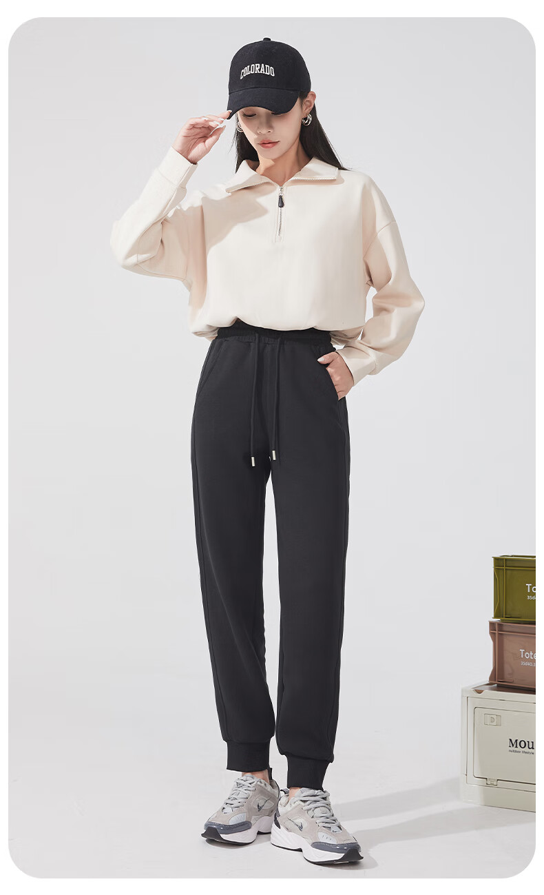 MJ STYLE Women's Fleece-Lined Ribbed Cuffed Pants 2026 Winter New Thickened Warm Slim Fit Durable Casual Trousers 4
