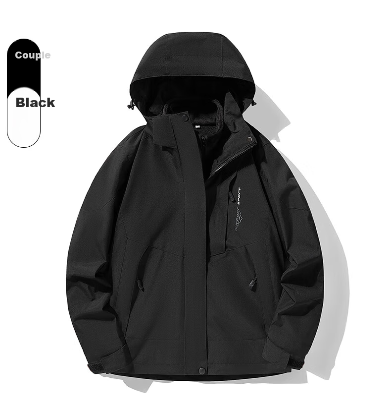 NASA MARVEL Jacket, Autumn And Winter Outdoor Coat, Three-In Hooded Detachable Couple's Mountaineering Suit, Khaki Color, Size L 12