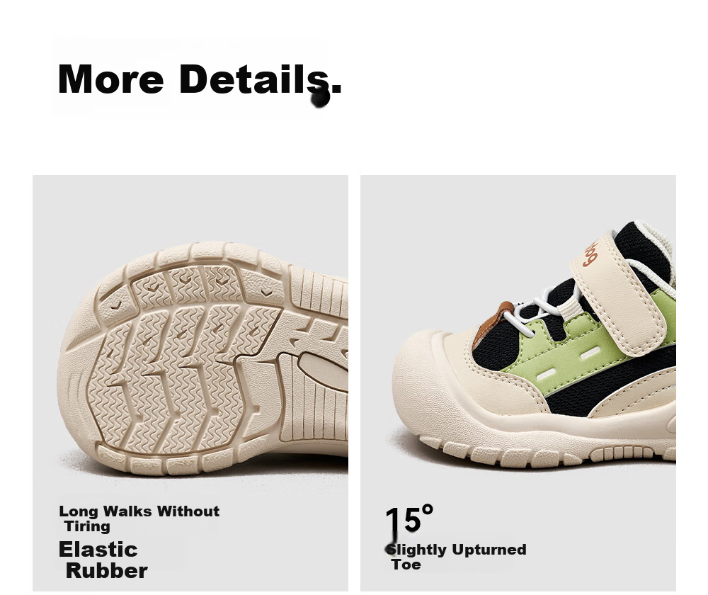 BOBDOG Children's Shoes, Baby Walking Shoes, Kids' Sports Shoes, Non-Slip Spring Style, Boys And Girls Running Shoes, Light Beige, Size 24 10
