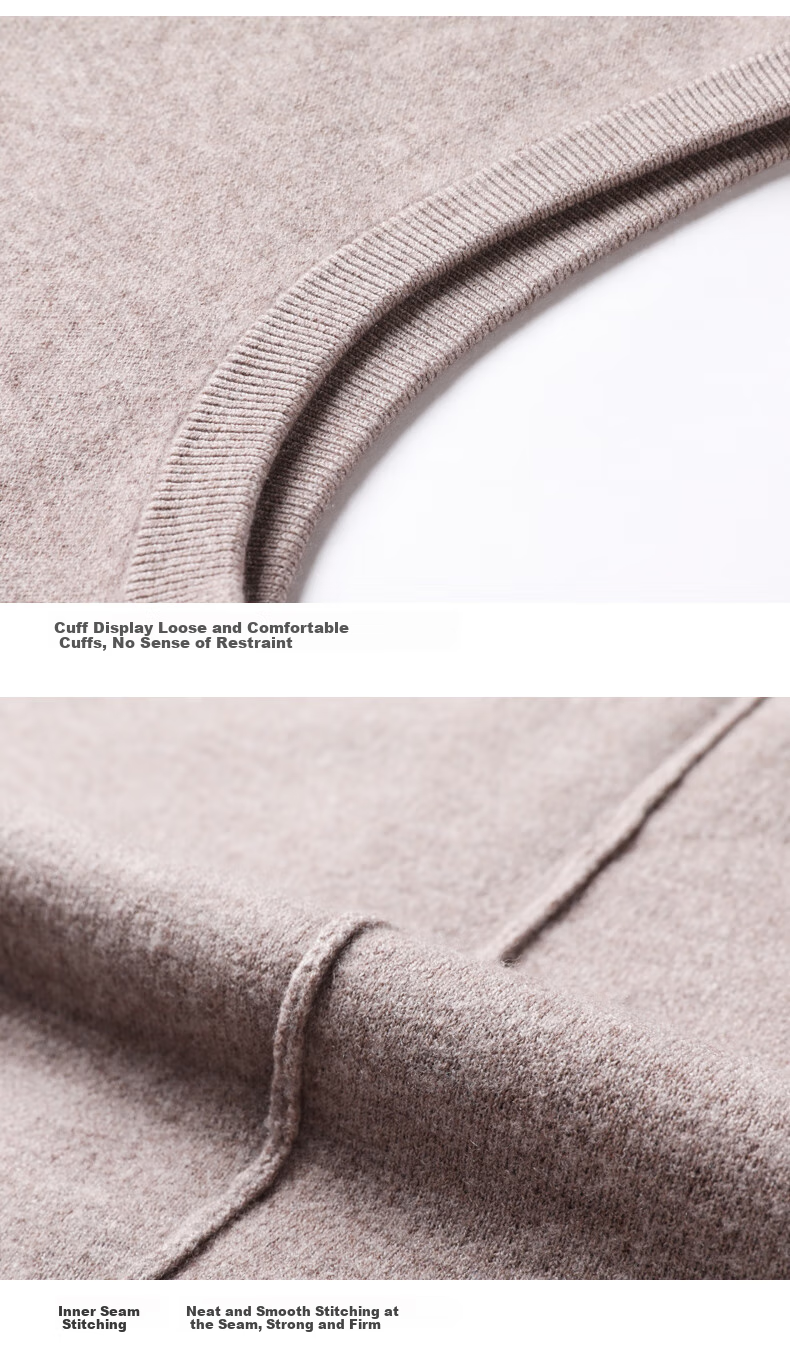 Hengyuanxiang Pure Wool Vest for Men, Autumn Pullover V-Neck Knitted Sweater, Sleeveless Inner Layer for Men's Sweater 38