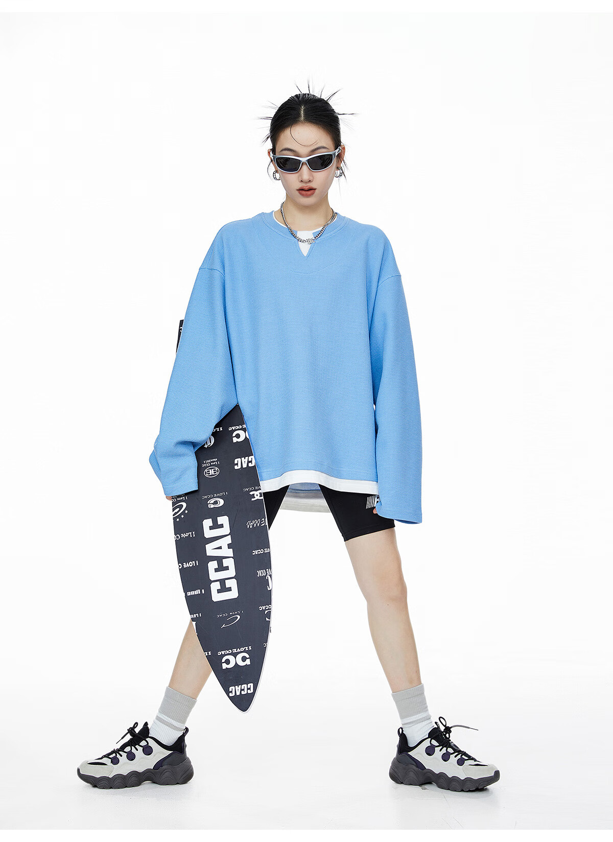 ICH MODE Women's Pullover Sweatshirt American Waffle Long Sleeve T-Shirt Autumn Winter Loose Casual Henley Neck Top Gray L 20