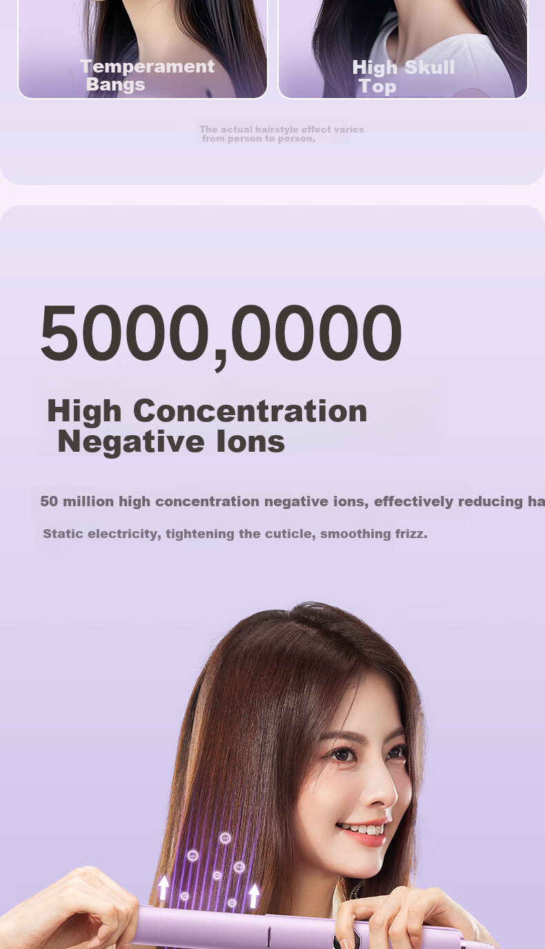 AUX Straight And Curled Hair Iron with Negative Ion, Hair-Friendly, Anti-Scalding, Dual-Use for Straight And Curly Hair, Five Temperature Settings, Bangs Clip, High Crown Volumizing Tool, Curling Iron, 520 Gift 8