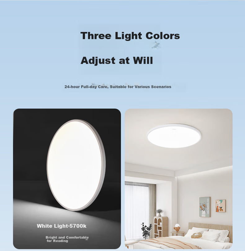 CHNT Full Spectrum Ra95 Eye Protection LED Ceiling Light for Bedroom, Ultra-Thin Study Room Balcony Hallway Light, 24W Cool White Light 13