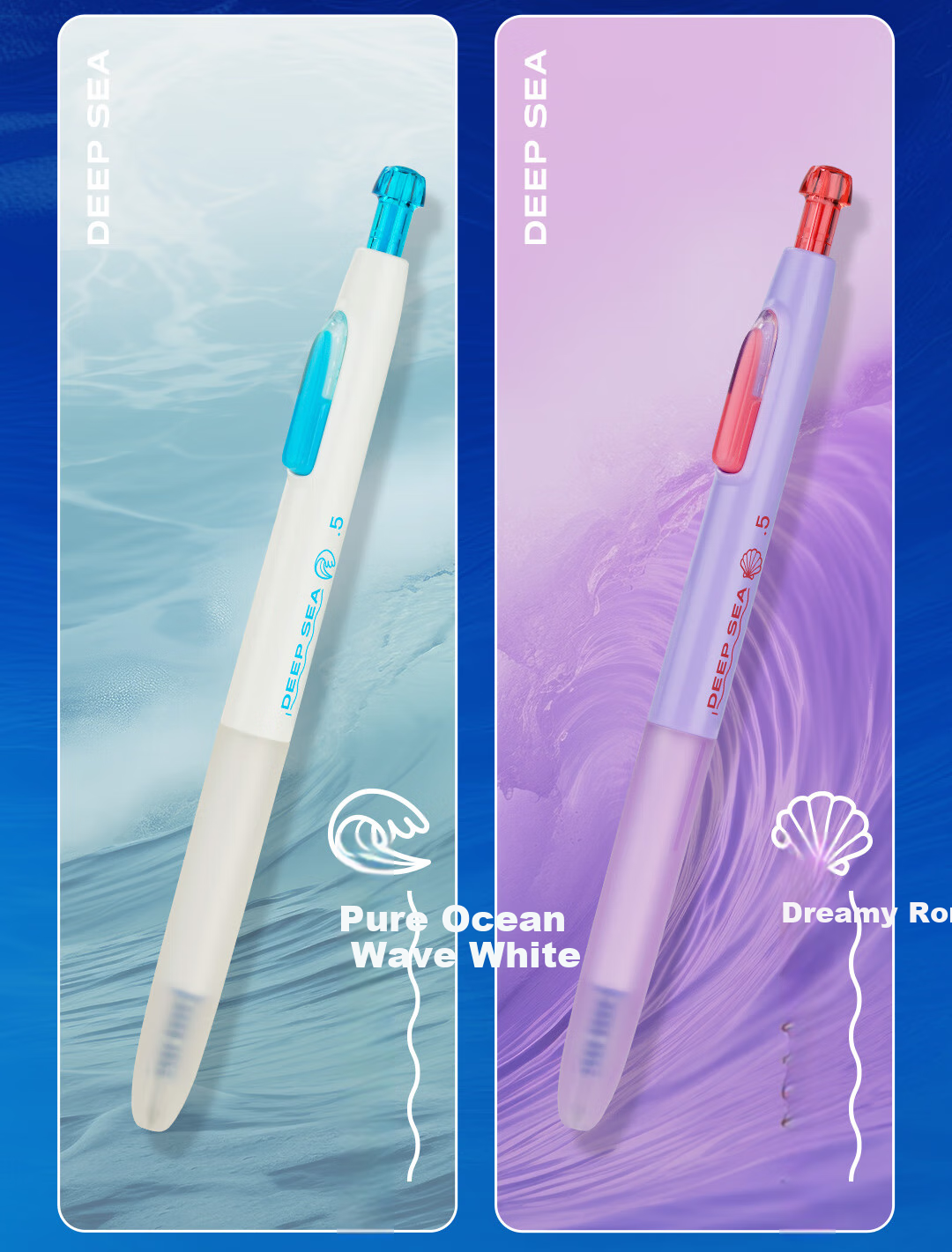 Dianshi Pen, Deep Sea Submarine Thermal Erasable 0.5 Retractable Gel Pen, Quick-Drying Silent Large Capacity for Third Grade Students Back-To Season [Crystal Blue] 3214E 10
