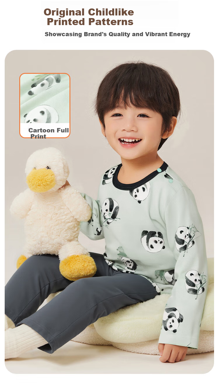 YUZHAOLIN Children's Pajamas Spring Boys' Home Wear Set Pure Cotton Air Conditioning Clothes Children's Clothing Full Print Zoo 6