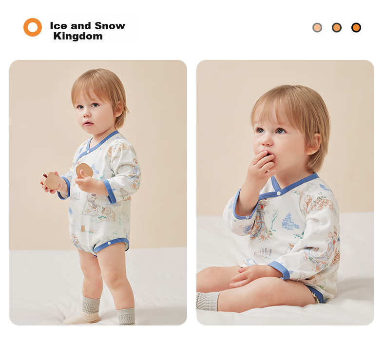 Beitaisi Baby Clothes, Spring And Summer Long-Sleeve Bodysuit, Newborn Infant Belly Protection Clothing, Small Age Pure Cotton Onesie 36
