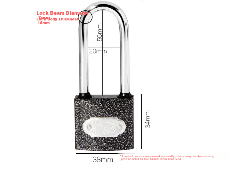 BLOSSOM Long Shackle Padlock, Door Lock, Warehouse Cabinet Lock, Indoor And Outdoor Universal Lock, 38MM, Anti-Theft Window Lock, 1338L 10