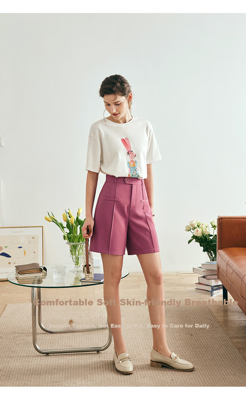 Olrain Fun Printed Short-Sleeve T-Shirt, Summer Women's Loose-Fit Beaded Top, Cotton-Like Breathable, Off-White, Size S 12