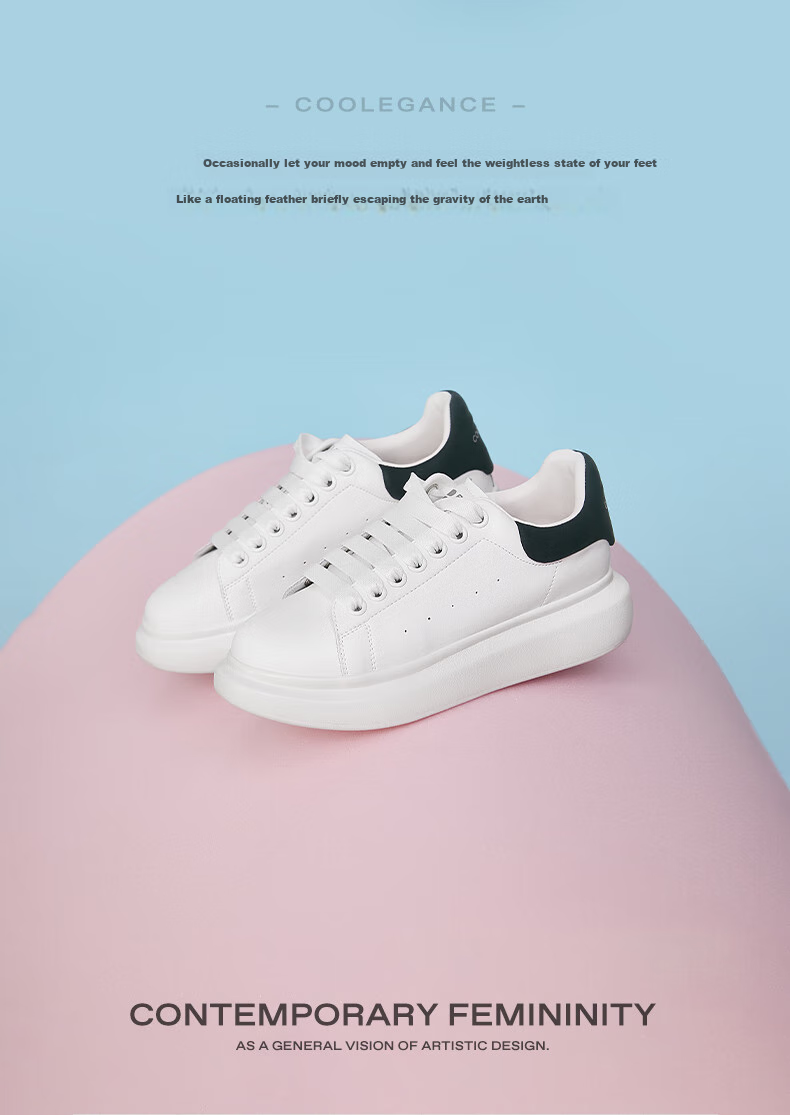 Belle Thick-Soled Cloud White Sneakers, Spring And Summer Women's Casual Shoes, Color-Block Skateboard Shoes Z2U1DCM5, Black Tail Wing - Classic Style, Size 39 3