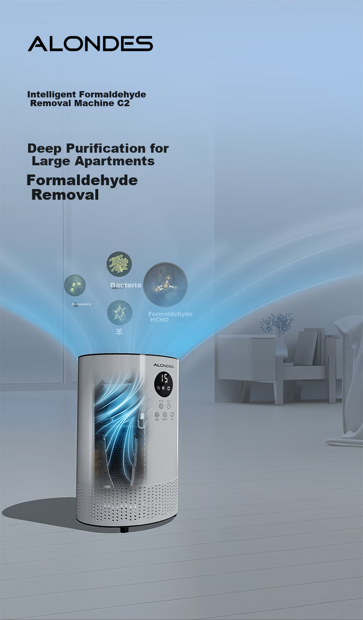 Oulangdesi ALONDES Formaldehyde Removal Air Purifier, New Home Decoration Light Catalytic Standing Plasma Sterilization Intelligent Smoke And Formaldehyde Eliminator C2plus Gift 2