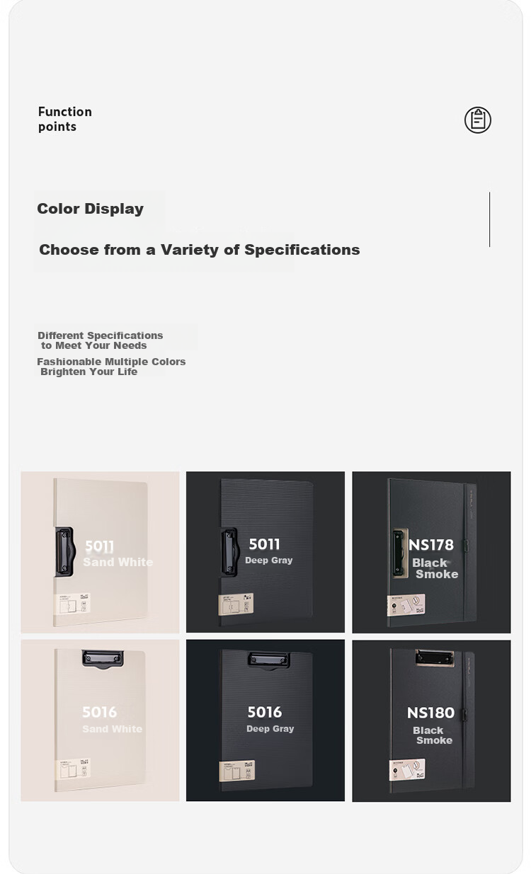 Deli A4 Vertical Folding Clipboard, Conference Folder, Thickened Hard File Folder, Poetry Recitation Contract Clipboard, Exam Paper Storage Folder 5016 White 5