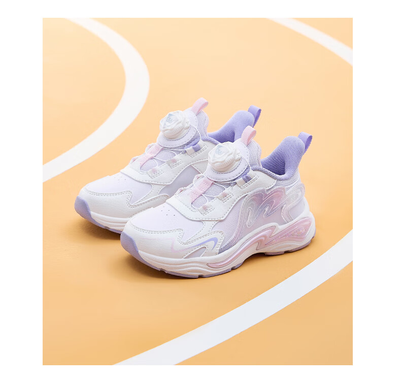 361° Kids Sports Shoes Winter 2025 Girls Toddler Lightweight Cushioning Leather Surface Knob Buckle Casual Running Shoes Purple Size 30 7