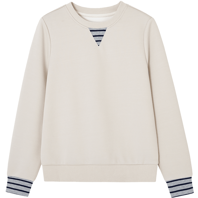 Demana Fresh Cloud Cotton Autumn Lazy Loose Fit Ribbed Colorblock Cuff Sweatshirt