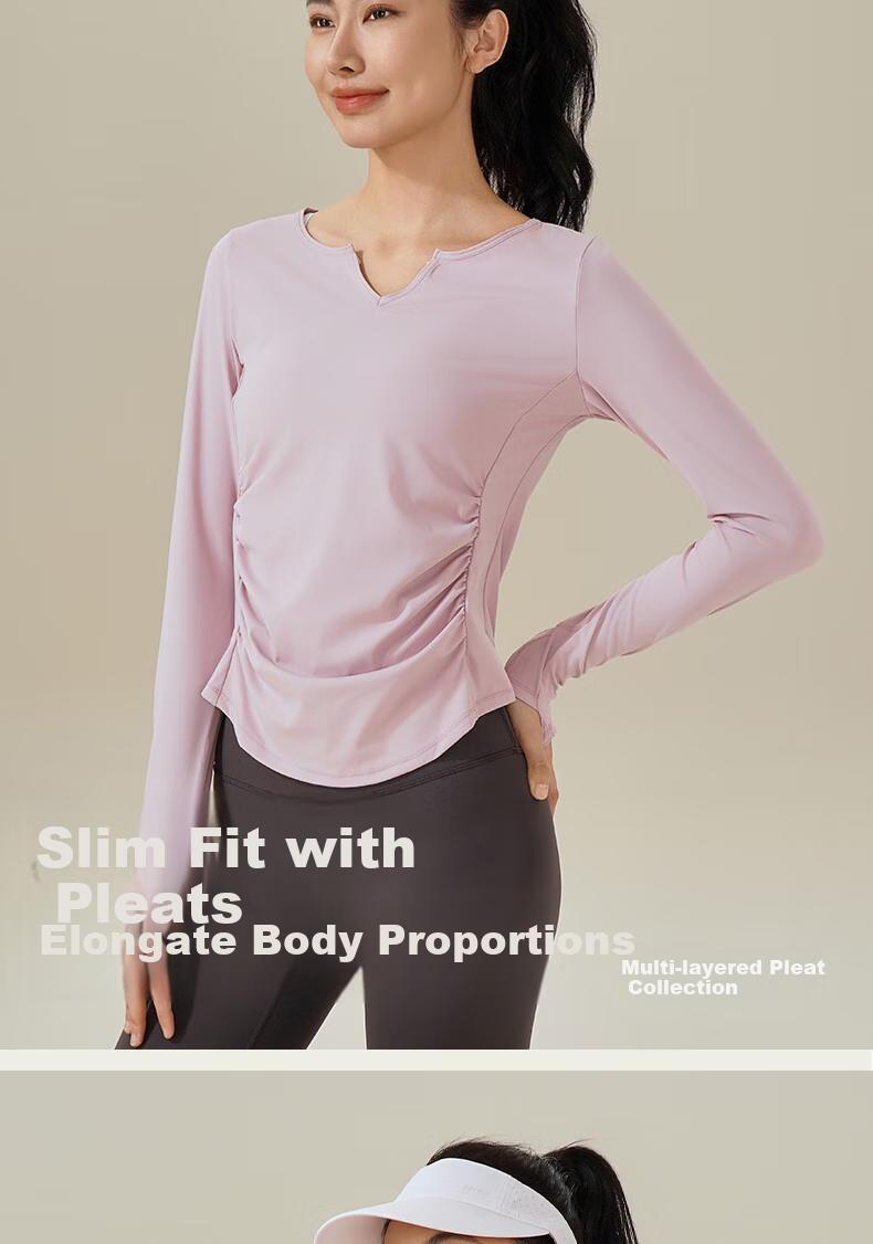 Ziyouxi Yoga Wear for Women, Spring And Autumn Quick-Dry Sports Fitness Top T-Shirt, Pilates Dance Training Long-Sleeve Cover-Up 4
