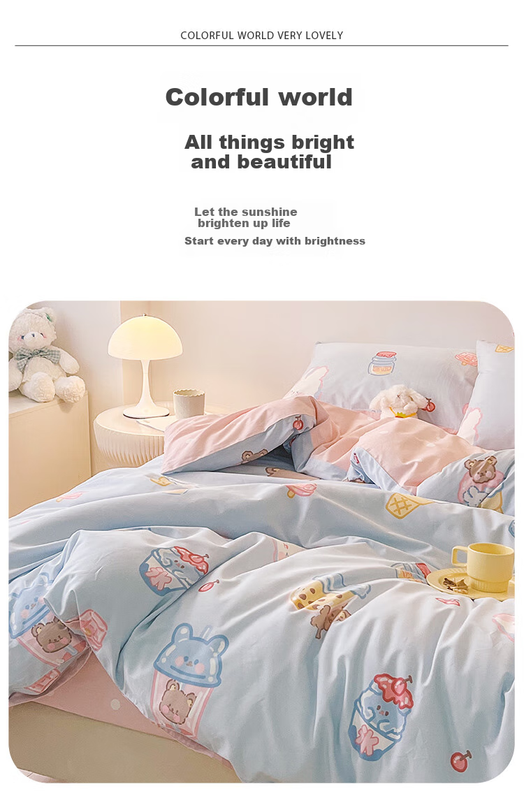 Dohia Pure Cotton Duvet Cover Single Piece, Cute Cartoon Print All-Cotton Bedding, for 1.5-Meter Bed, 203*229cm 6