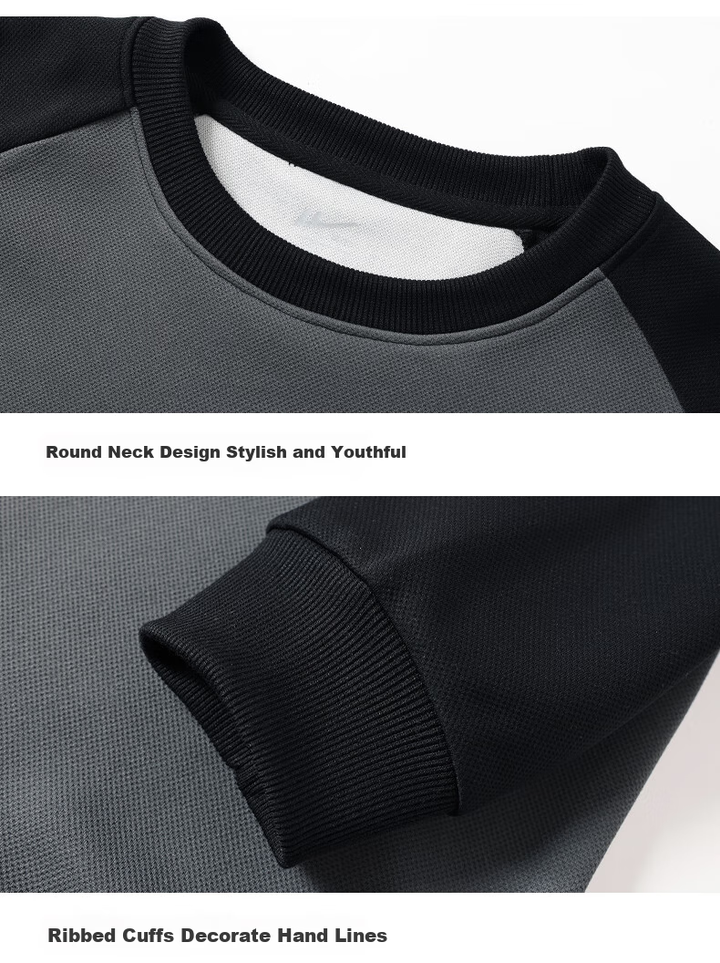 Warrior Sweatshirt for Men, Spring And Autumn Season, Color Block Round Neck Long Sleeve T-Shirt, Comfortable Retro Base Layer Pullover for Men, 1078 24