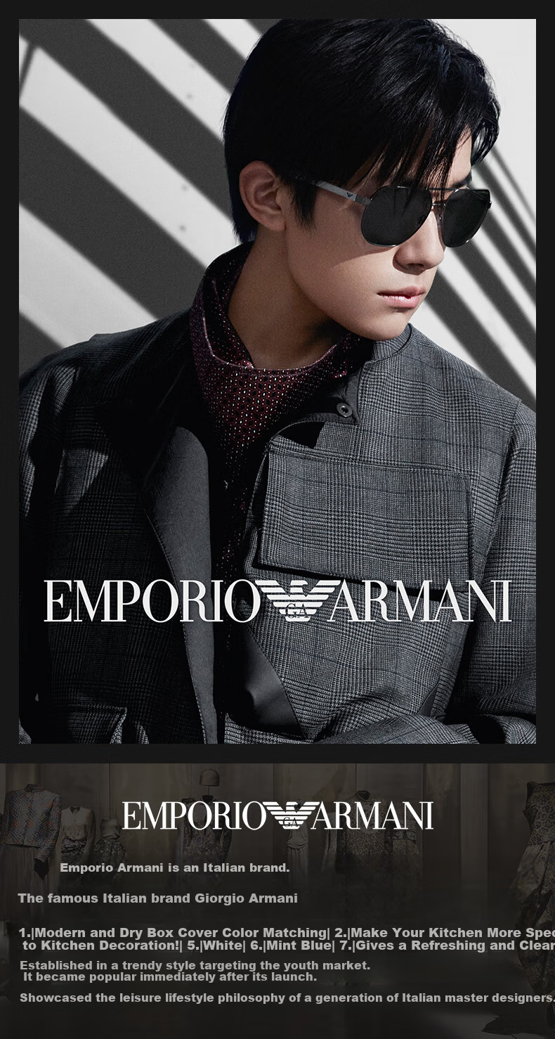 EMPORIO ARMANI Celebrity-Style Armani ARMANI Sunglasses, Aviator Frame, Su 1