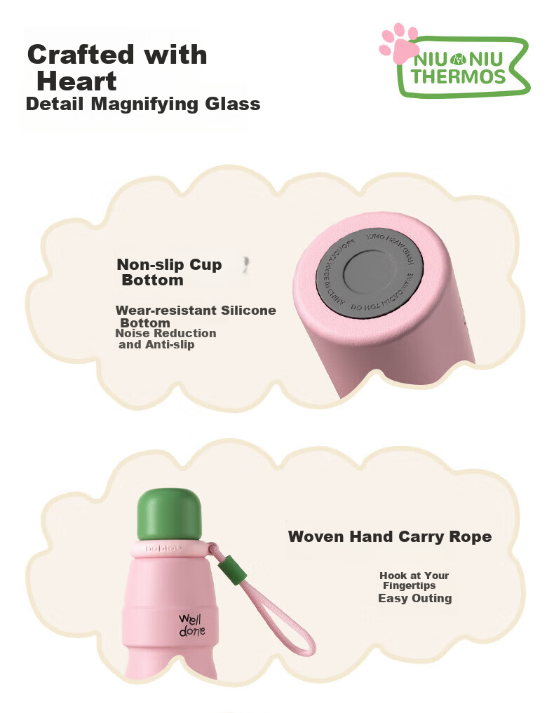 BABLOV Children's Insulated Cup, Stylish Large Capacity Water Bottle for Girls, New Direct Drinking Coffee Cup, Portable Mug 2