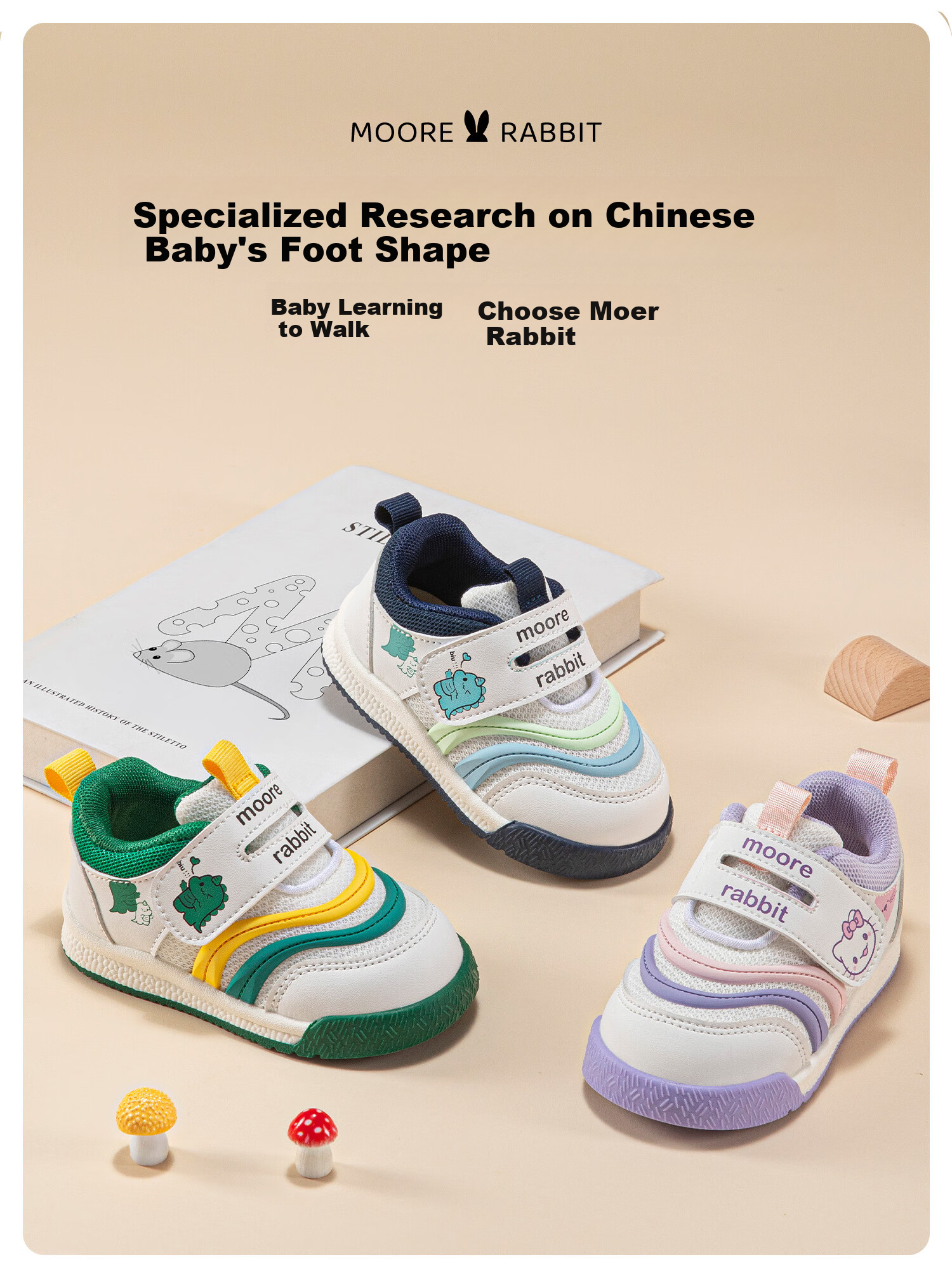 Moertu Children's Spring And Autumn New Style Soft-Soled Walking Shoes, Boys' Steady Shoes, Girls' Cartoon Breathable Shoes, Anti-Kick Shoes 3