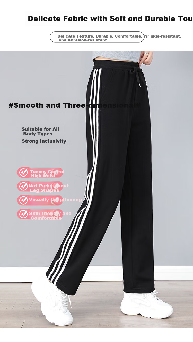 TUCANO Women's Casual Pants, Cotton Comfortable Fashion Versatile Straight-Leg Slimming Sports Trousers, Women's Clothing, Black, L 3