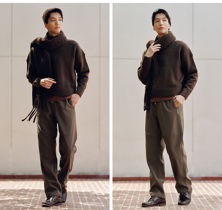 Semir Casual Pants for Men, Fleece-Lined Triple-Protection Outdoor Trousers, Winter Straight-Leg Pants with Elastic Waist, Versatile Style 109725127102 12