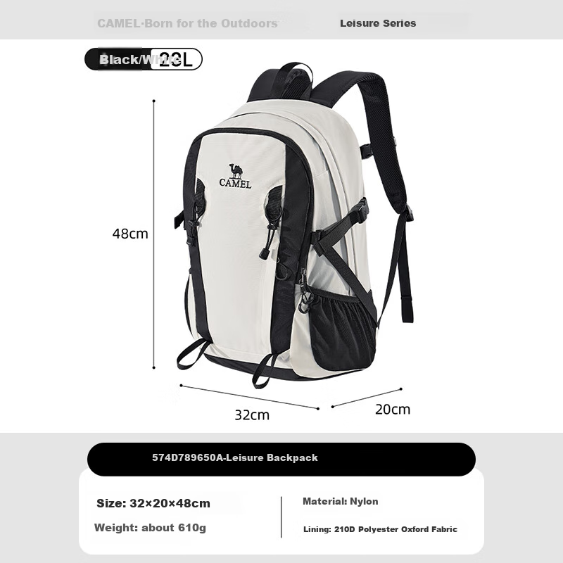 CAMEL Cloud Stream Oxygen Pack, Outdoor Hiking Backpack, Sports Travel Trekking Waterproof Rucksack, Black/white