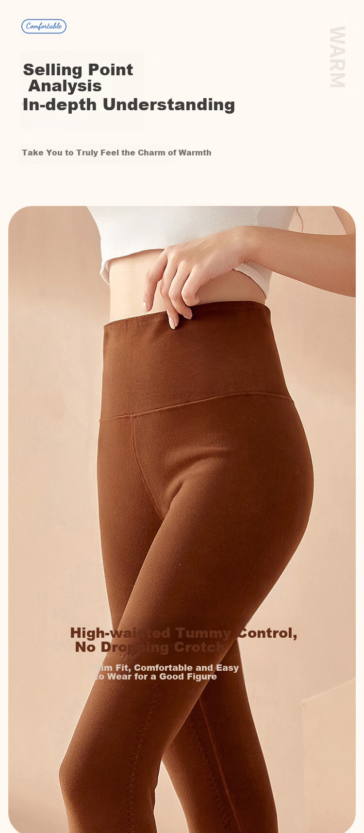 LangSha Women's Thermal Underwear, Autumn And Winter Wool Silk Patch Waist Protection Knee Protection High-Waist Tummy Control Seamless Women's Warm Pants 13