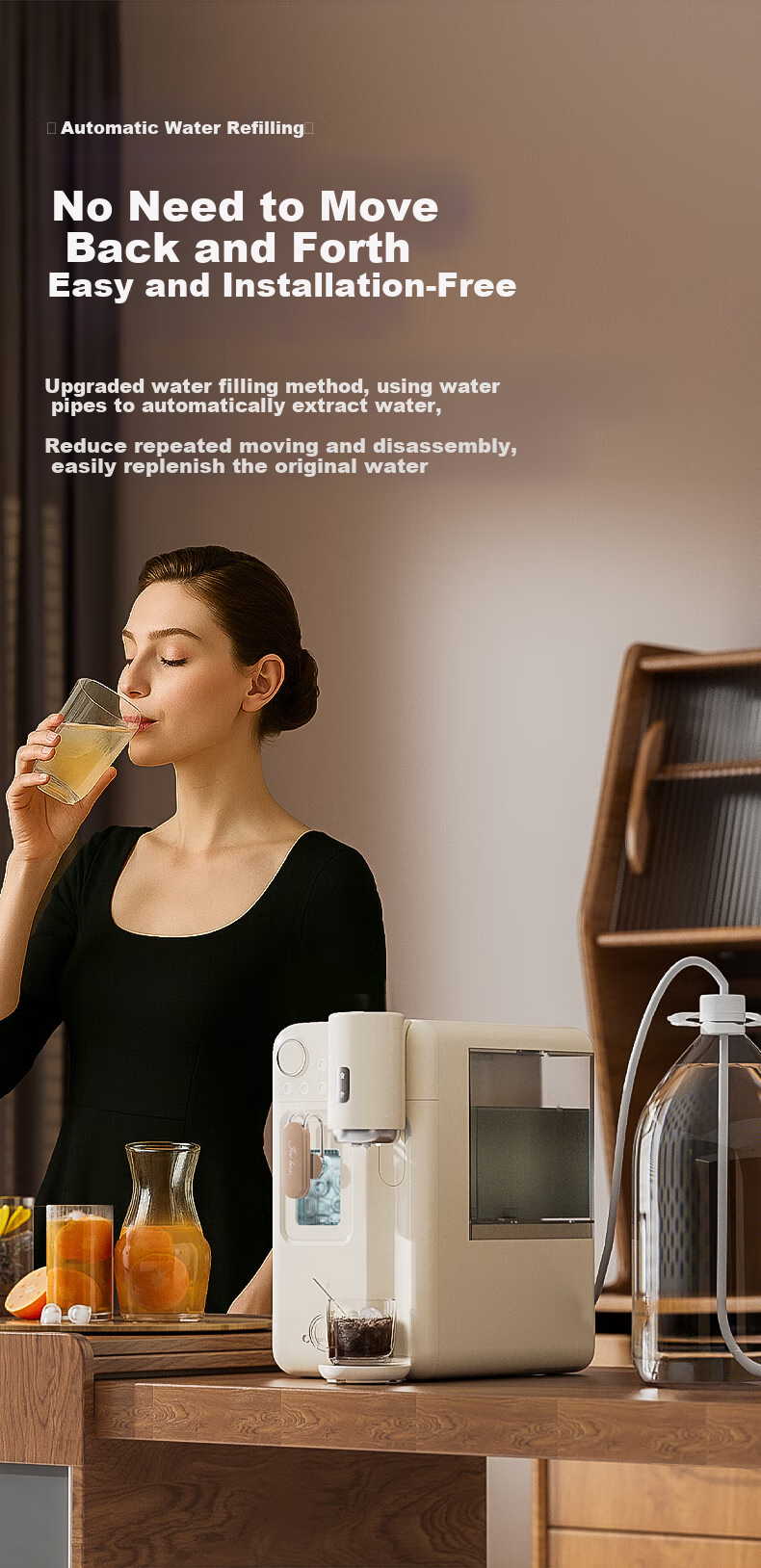 Zhuolang Ice Maker And Water Dispenser Combo, Coffee Machine with Ice Making Function, Countertop Instant Hot Water Dispenser for Home Use, Milk Frother, Direct Drinking Ice Maker, Cold And Hot All-In Ice Cube Machine, Americano Coffee Machine IH6 27