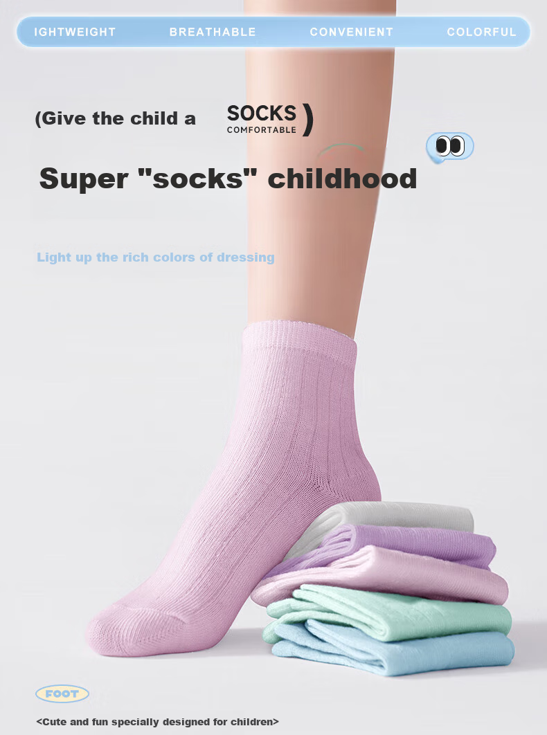 Qihaiqiu Disposable Socks for Children, Breathable And Sweat-Absorbing, for Boys And Girls, Travel And Daily Use, Mid-Calf Socks, 5 Pairs, Boys' Size L 1