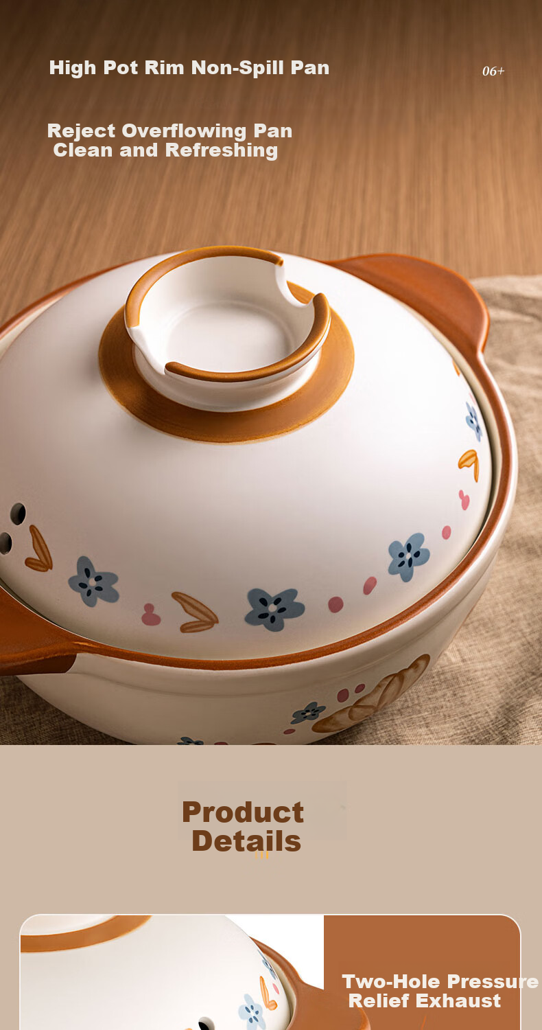 ASD Clay Pot Stew Pot 3.5L for Soup And Rice, Ceramic Pot for Chinese Medicine, Gas Stove Casserole 13