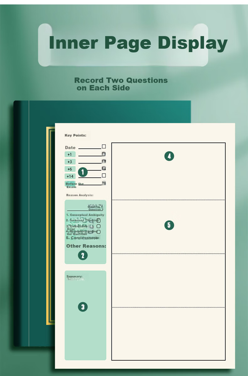 Zuolanzhe [Back to School Essential] 3-Pack Error Correction Notebooks for Primary School Students, A5 Loose-Leaf Correction Books for Chinese, Math And English, Error Correction And Mistake Collection Tool for Grades 1-4 2